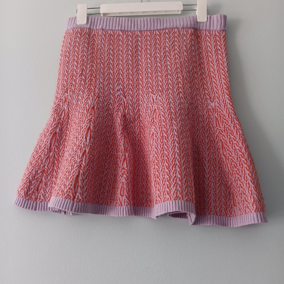 Anthropologie Maeve Colorblocked Knit Orange Purple Skirt Size M - Picture 2 of 7